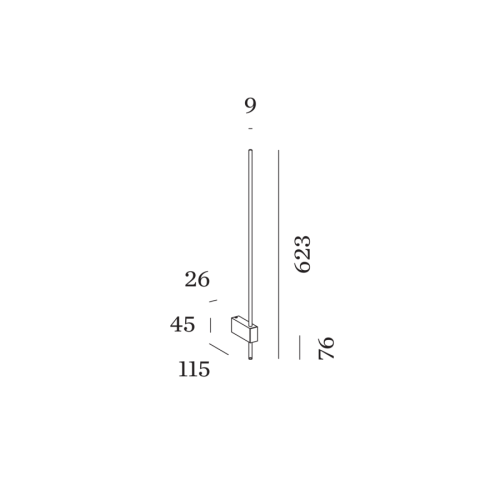 Finlin Wall 1.0, Oro/Nero; dimensioni