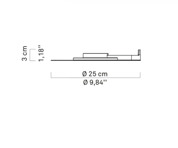 Luceplan, Millimetro; parete. Dimensioni