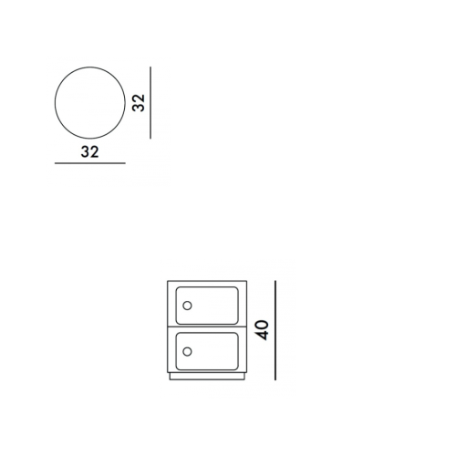 Kartell Componibili, 2 elementi, Dimensioni