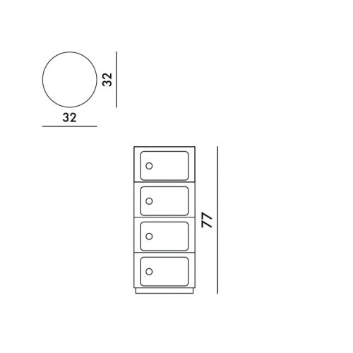 Kartell Componibili, 4 elementi, Dimensioni