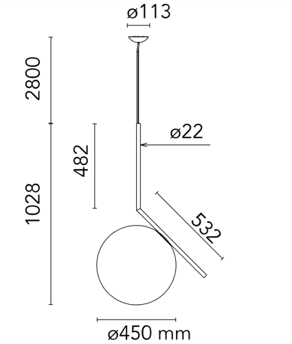Flos IC S3; dimensioni