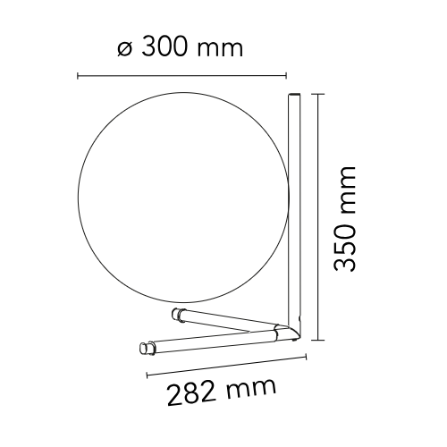 Flos IC T2, dimensioni