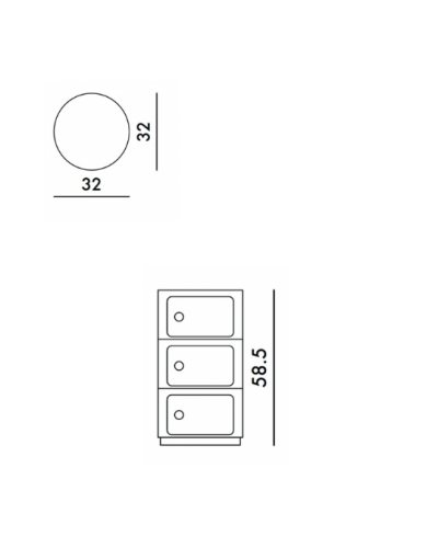 Kartell Componibili BIO, 3 elementi, Dimensioni
