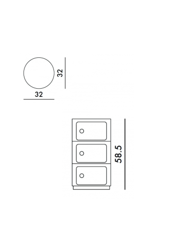 Kartell Componibili, 3 elementi, Dimensioni