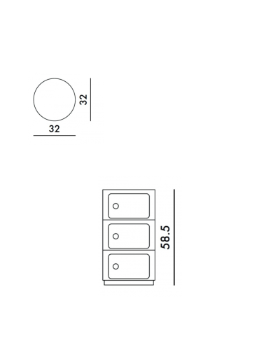 Kartell Componibili METAL, 3 elementi, Dimensioni
