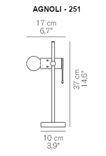 Oluce Agnoli tavolo, Design Tito Agnoli; dimensioni