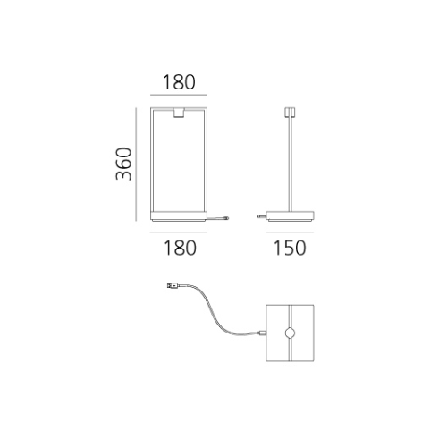 Artemide Curiosity 36 Nero; dimensioni