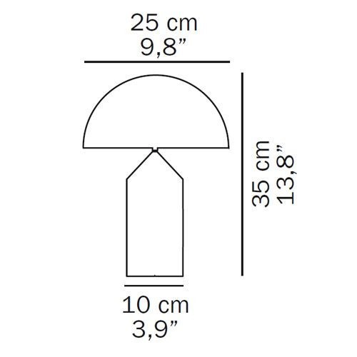 Oluce Atollo 236 piccolo - Vetro Opale; dimensioni