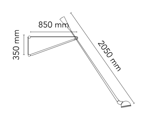 Flos 265, design Paolo Rizzato, 1973, dimensioni