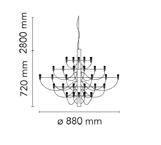 Flos 2097/30, design Sarfatti, 1958 (Frosted), Dimensioni