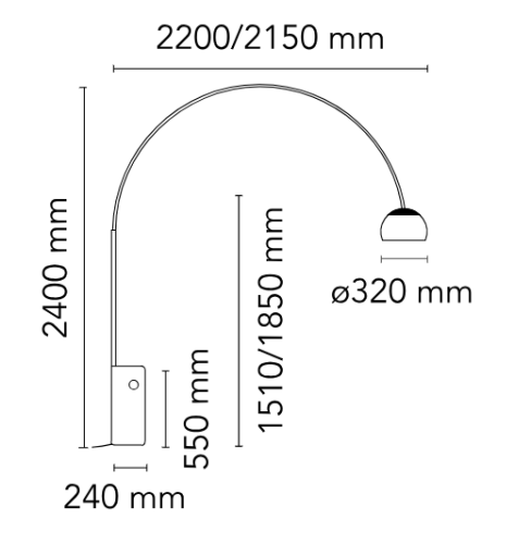 Flos Arco K - '22 Limited Edition - dimensioni