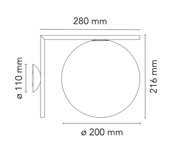 Flos IC C/W1, Dimensioni