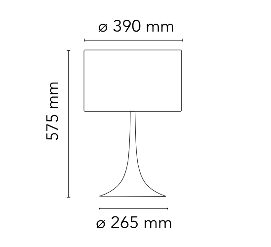 Flos Spun Light T1, Dimensioni