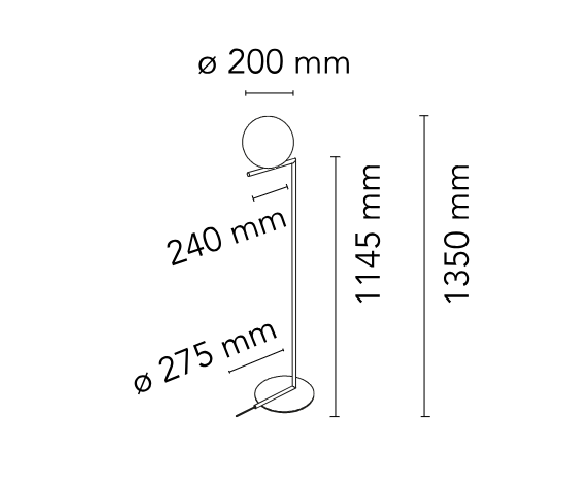 Flos IC F1, Dimensioni