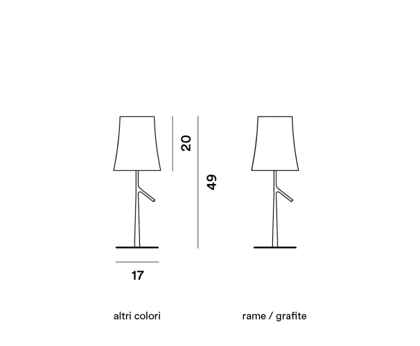 Foscarini Birdie da tavolo, dimensioni della piccola