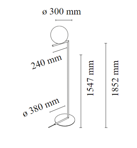 Flos IC F2, Dimensioni