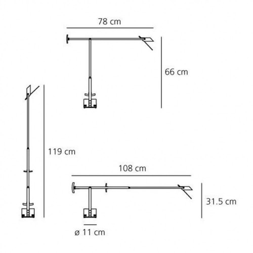 Artemide Tizio LED, dimensioni