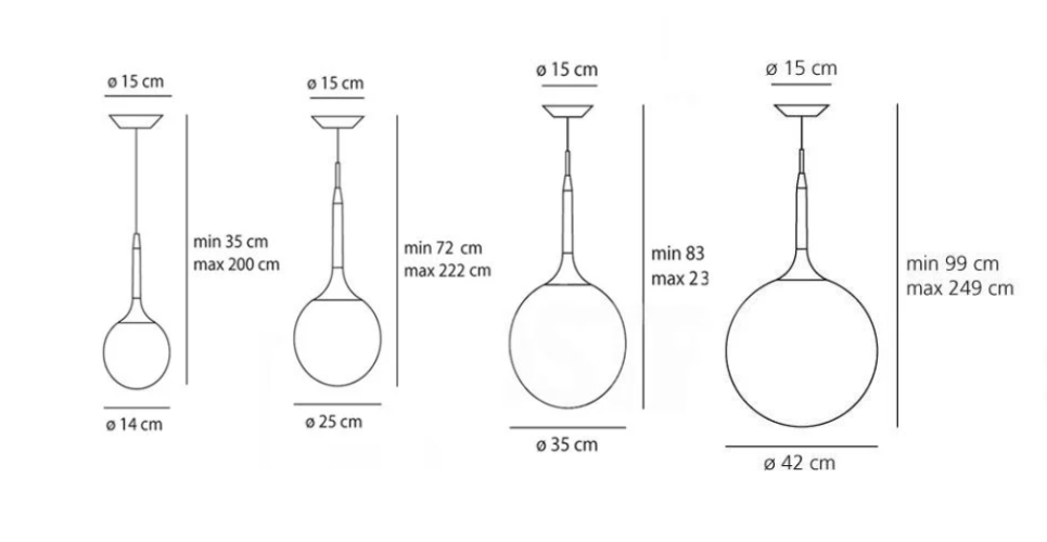 Artemide Castore - Sospensione, dimensioni