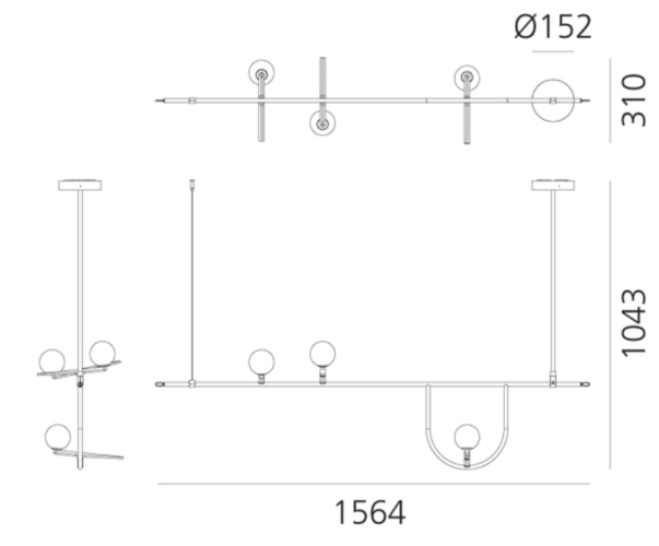 Artemide Yanzi 1, sospensione, dimensioni