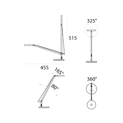 Artemide Demetra Micro, tavolo; dimensioni