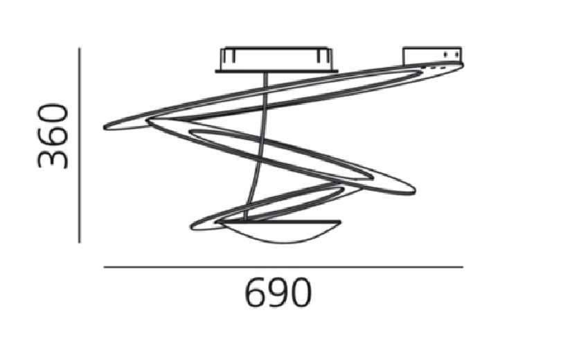 Artemide Pirce Mini LED, soffitto; dimensioni