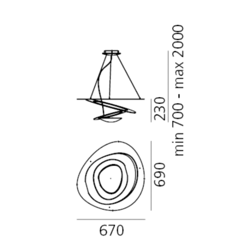 Artemide Pirce Mini LED, sospensione; dimensione