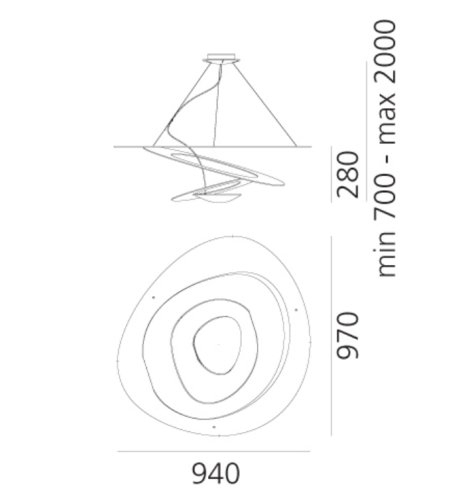 Artemide Pirce LED, sospensione; dimensioni