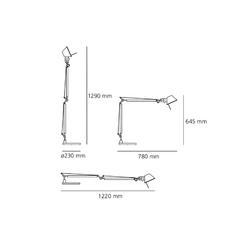 Artemide Tolomeo; dimensioni