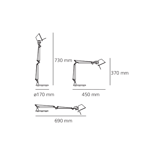 Artemide Tolomeo Micro; dimensioni