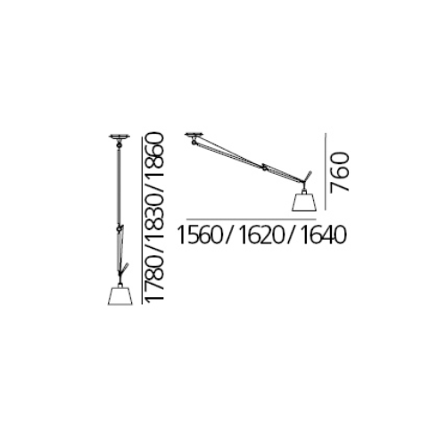 Artemide Tolomeo Decentrata, sospensione; dimensioni