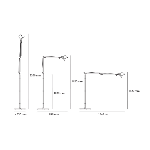 Artemide Tolomeo, terra; dimensioni