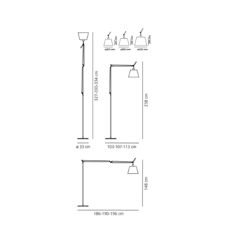 Artemide Tolomeo Mega Floor ON-OFF; dimensioni